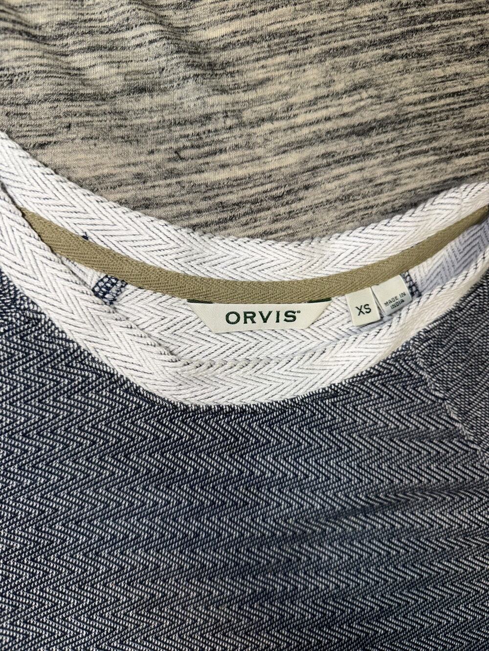 Orvis Mens XtraSmall Pullover Crew Neck Sweater Gray Long Sleeve Fleece